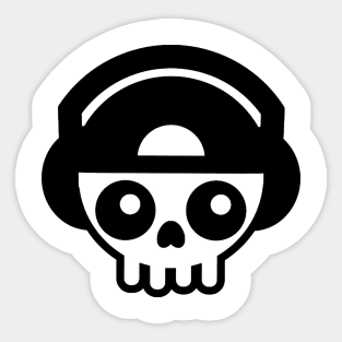 Skull With Headphones Minimalist Aesthetic Design Sticker